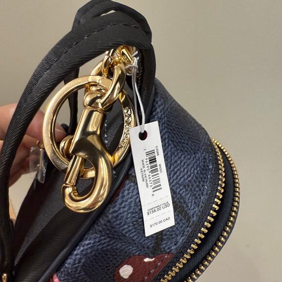 Coach CZ086 Mini Court Backpack Bag Charm In Signature Canvas With Cherry Print - Picture 7 of 16